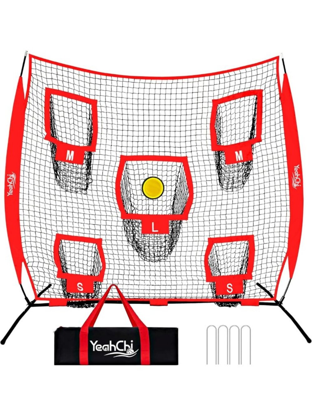 7x7ft Football Throwing Net with 5 Targets for Accurate Training & Carry Bag